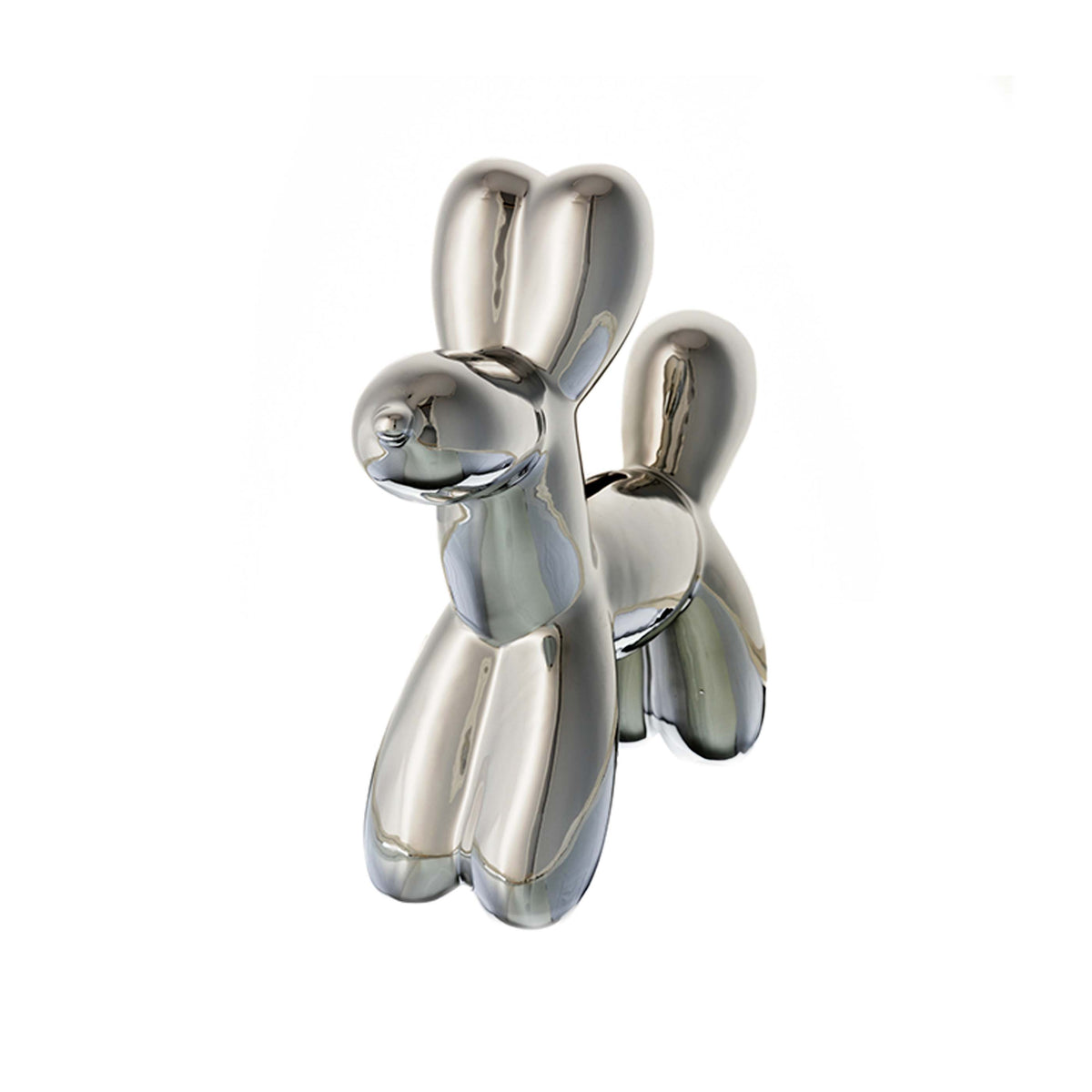 Silver Balloon Dog Bank Decorative Coin Currency Savings Container Gift