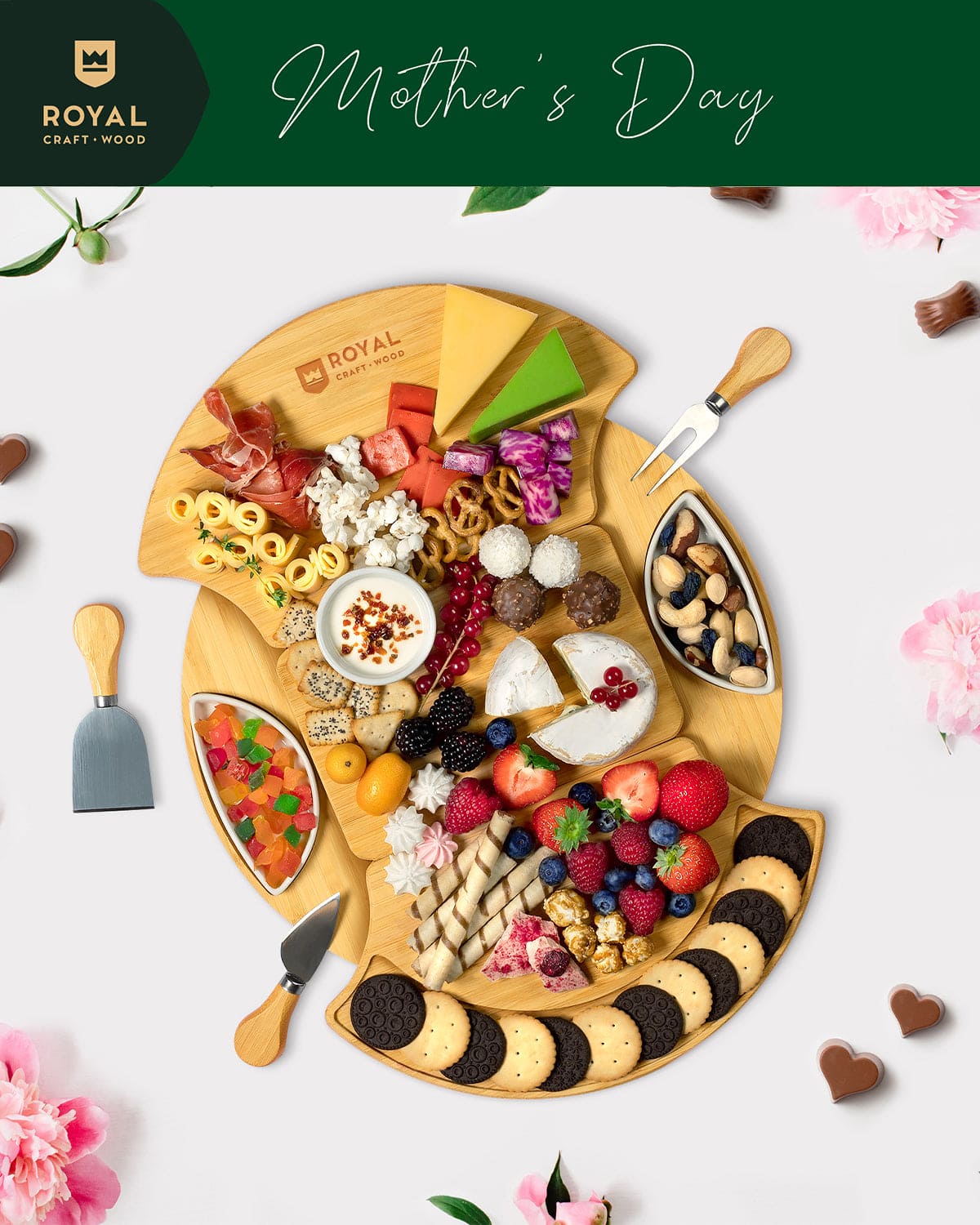 Round Cheese Board Set With Circular Design For Group Serving