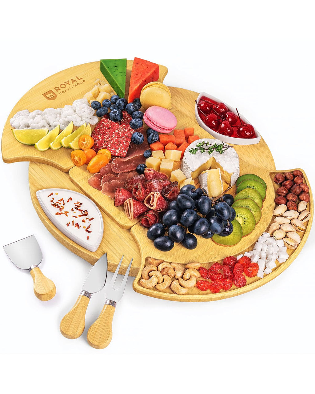 Round Cheese Board Set With Circular Design For Group Serving