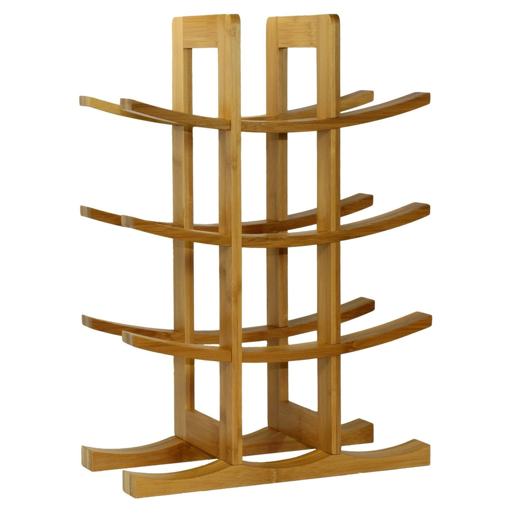 Natural Bamboo 12 Bottle Wine Rack Modern Freestanding Countertop