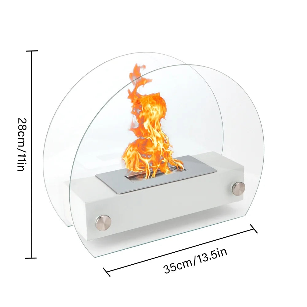 Portable White Ventless Bioethanol Tabletop Fireplace Indoor